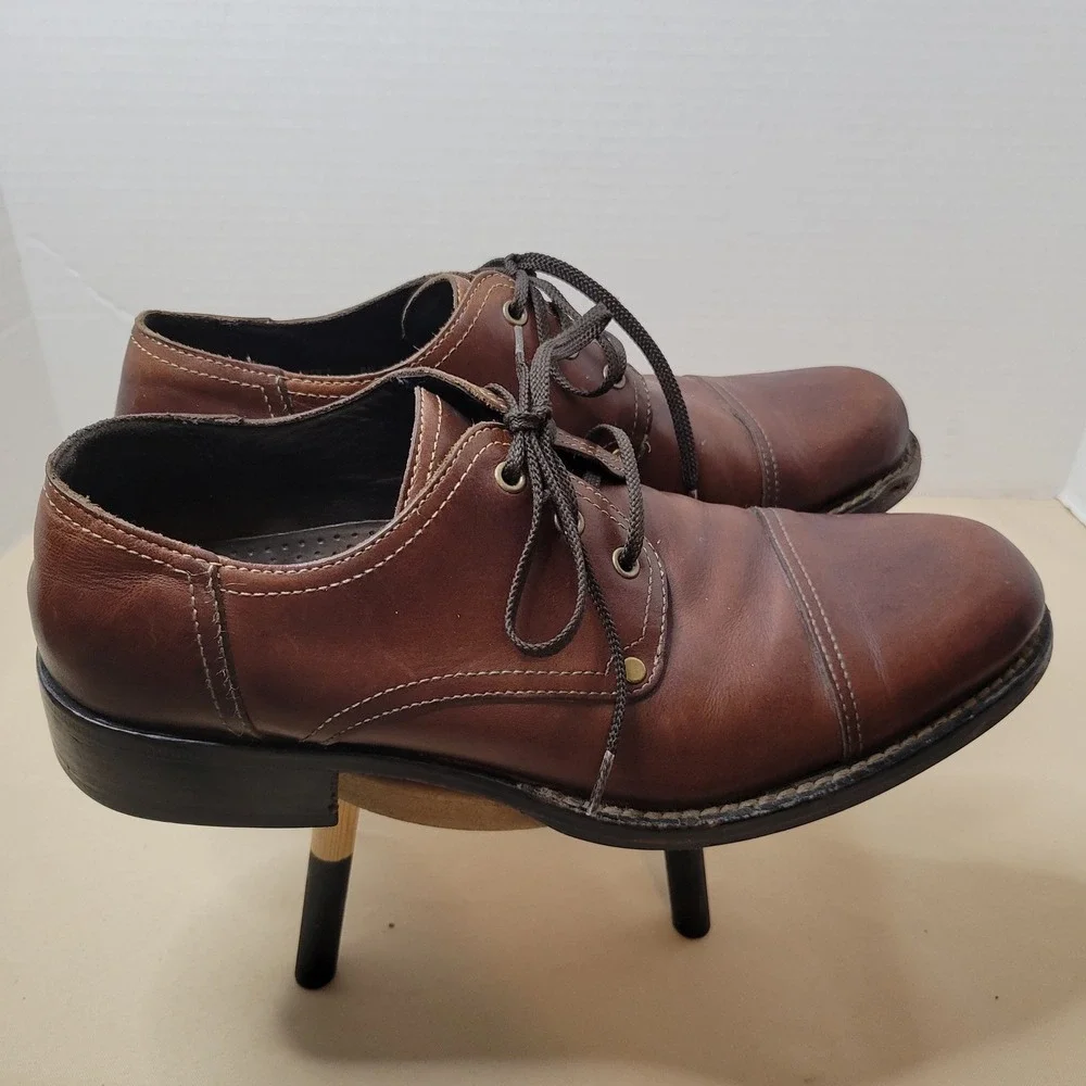 Cole Haan Mens Brown Leather Cap Toe Oxford Lace Up Dress Shoes C10643 size 8M